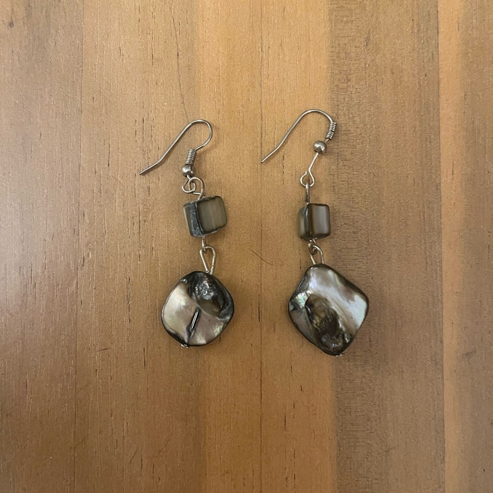 Shell and Bead Dangle Earrings